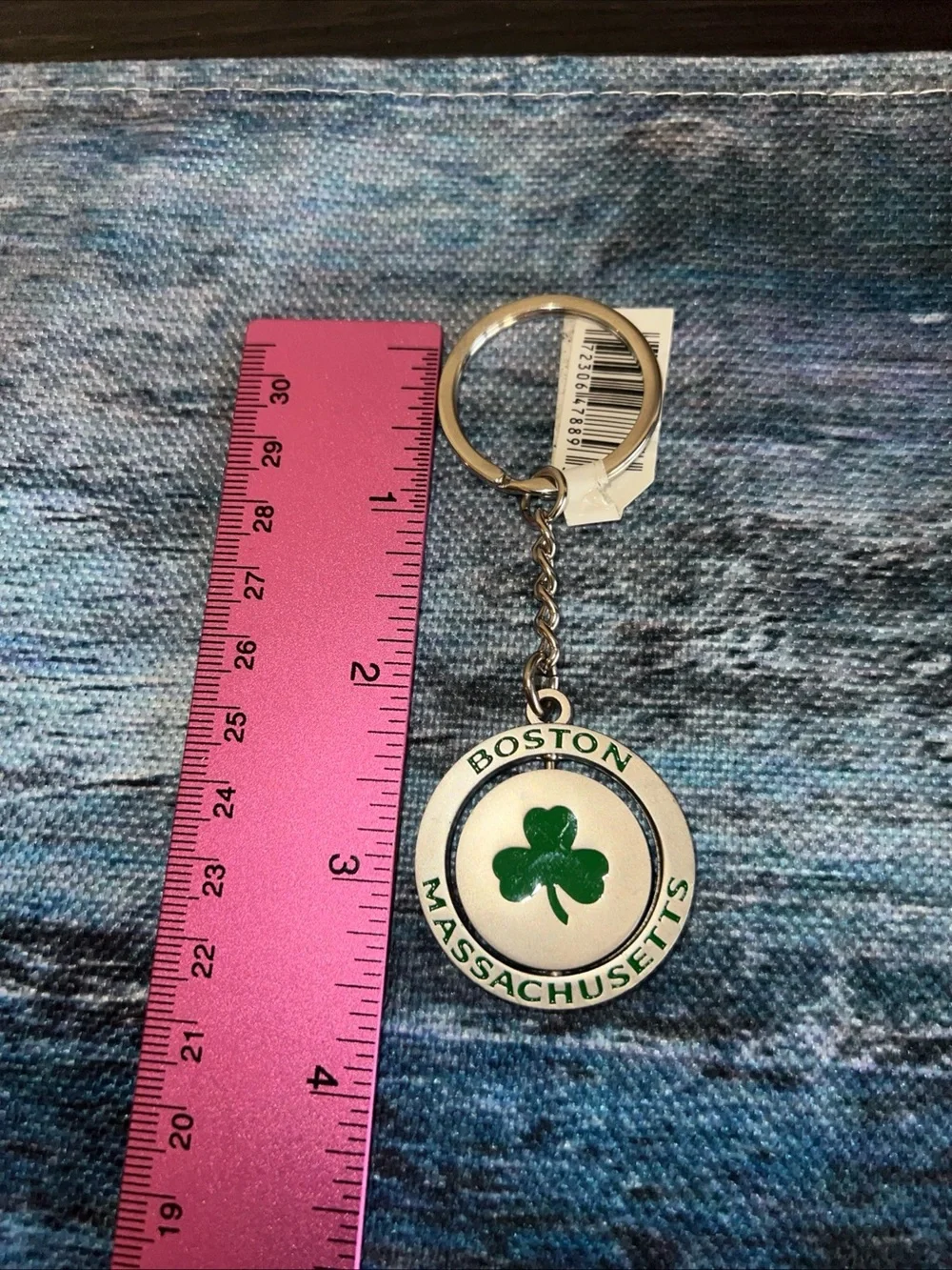 Boston Massachusetts Irish Green Shamrock Luck Keychain Key Chain Ring
